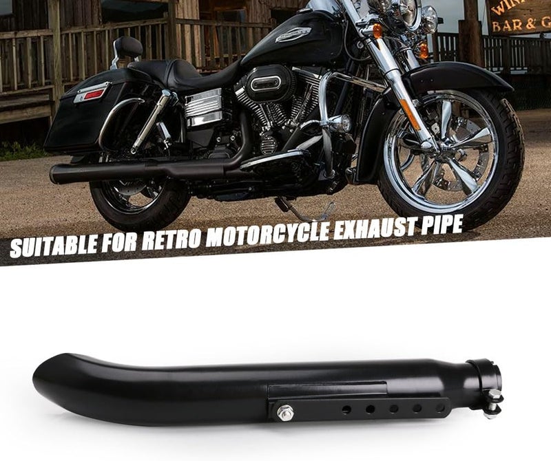 Tesmirror Baking Paint Universal Motorcycles Slash Cut Exhaust Tip Muffler Pipe for 1-3/8", 1-1/2"(1.5 inch), 1-5/8" and 1-3/4"(1.75 inch) Chopper Cafe Racer Loud black(one piece) - Image 2